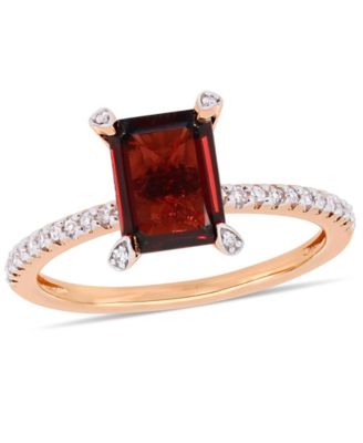 Macy's - Garnet (2-1/8 ct.t.w.) and Diamond (1/10 ct.t.w.) Ring in 10k Rose Gold