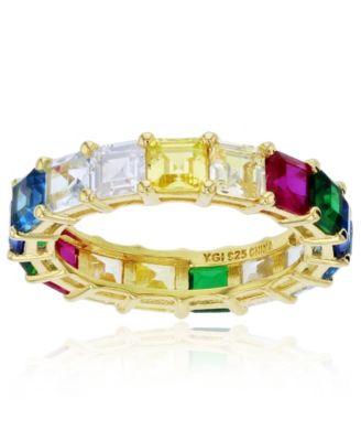 Macy's - Rainbow Princess Cut Cubic Zirconia Eternity Band in 14k Yellow Gold Plated Sterling Silver