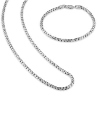 Esquire Men's Jewelry - 2-Pc. Set Box Link 22" Chain Necklace and Bracelet in 14k Gold-Plated Sterling Silver or Sterling Silver