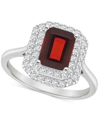 Macy's - Amethyst (1-5/8 ct. t.w.) & White Topaz (1/2 ct. t.w.) Rectangle Halo Ring in Sterling Silver (Also in Citrine, Rhodolite Garnet, Peridot, & Blue Topaz)