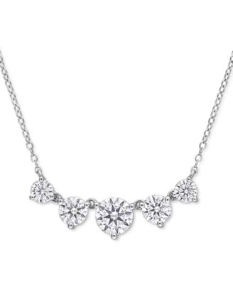 Macy's - Lab-Grown Moissanite Graduated Five Stone 18" Statement Necklace (2-1/2 ct. t.w.) in Sterling Silver