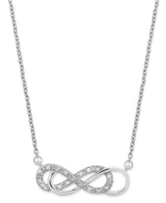 Macy's - Diamond Double Infinity Pendant Necklace in Sterling Silver (1/10 ct. t.w.)