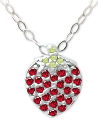 Giani Bernini - Lab-Grown Ruby (1/4 ct. t.w.) & Cubic Zirconia Strawberry Pendant Necklace, 16" + 2" extender