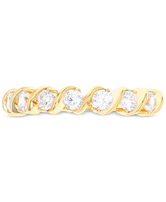 Macy's - Cubic Zirconia Seven Stone S-Curve Ring in 14k Gold-Plated Sterling Silver