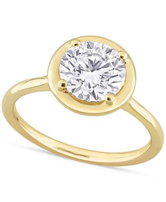 Macy's - Lab-Grown Moissanite Round Frame Ring (1-7/8 ct. t.w.) in 10k Gold