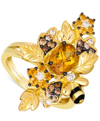 Le Vian - Cinnamon Citrine (1-3/8 ct. t.w.) & Diamond (3/8 ct. t.w.) Leaf Cluster & Bee Statement Ring in 14k Gold