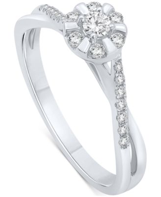 Macy's - Promised Love Diamond Halo Swirl Promise Ring (1/4 ct. t.w.) in 14k Gold