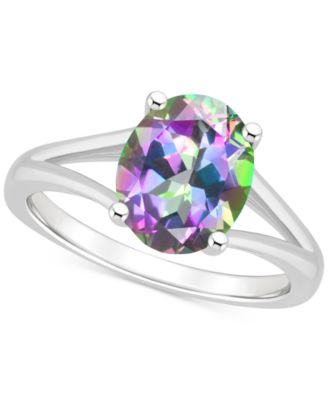 Macy's - Mystic Topaz Oval Split Shank Solitaire Ring (3-5/8 ct. t.w.) in Sterling Silver (Also in Pink Topaz)