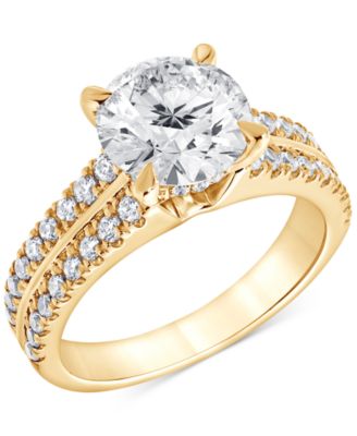 Badgley Mischka - Certified Lab Grown Diamond Solitaire Plus Statement Ring (3 ct. t.w.) in 14k Yellow Gold