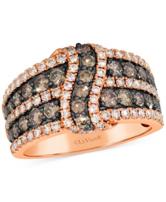 Le Vian - Chocolate Diamond & Nude Diamond Multirow Crossover Statement Ring (1-5/8 ct. t.w.) in 14k Rose Gold