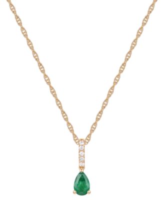 Macy's - Sapphire (1/2 ct. t.w.) & Diamond (1/20 ct. t.w.) Linear Pendant 18" Necklace in 14k White Gold