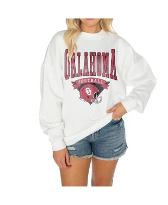 Gameday Couture - Women's White Oklahoma Sooners Good Vibes Premium Fleece Drop Shoulder Pullover Sweatshirt