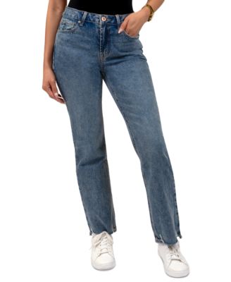 Rewash - Juniors' High Rise Distressed Straight-Leg Jeans