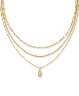Kendra Scott - 14k Gold-Plated Kyocera Opal Layered Pendant Necklace, 14" + 4" extender