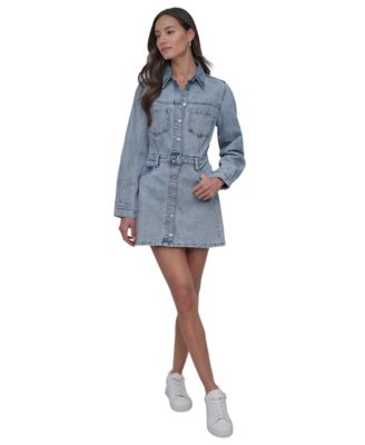 DKNY Jeans - Women's Button-Down Long-Sleeve Denim Dress