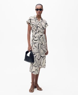 MANGO - Women's Knot Detail Printed Dress