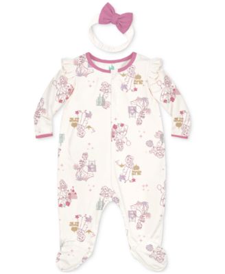 Disney - Baby Girls Princesses Footed Coverall & Headband, 2 Piece Set
