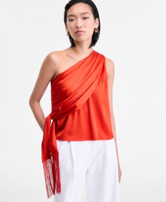 I.N.C. International Concepts - Women's One-Shoulder Side-Fringe Top