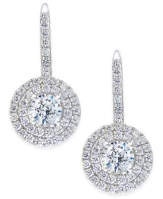 Arabella - Cubic Zirconia Circle Cluster Drop Earrings in Sterling Silver
