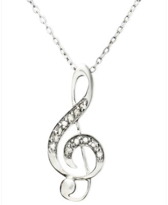 Macy's - Diamond Pendant, Sterling Silver Diamond Music Note (1/10 ct. t.w.)