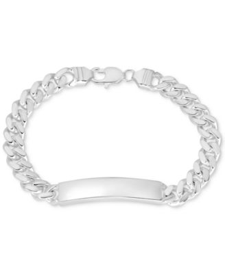 Italian Gold - Cuban Chain ID Bracelet in 14k Gold-Plated Sterling Silver or Sterling Silver