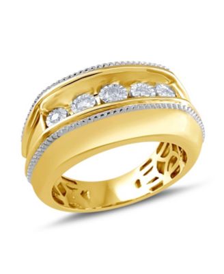 Macy's - Men's Diamond Two-Tone Ring (1/5 ct. t.w.) in Sterling Silver & 14k Gold-Plate