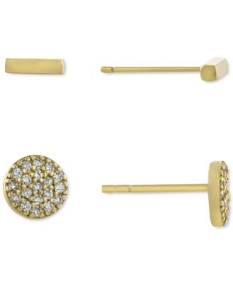 Giani Bernini - 2-Pc. Cubic Zirconia Cluster & Bar Stud Earrings in Gold-Plated Sterling Silver