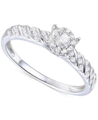 Promised Love - Diamond Halo Cluster Ring (1/3 ct. t.w.) in Sterling Silver