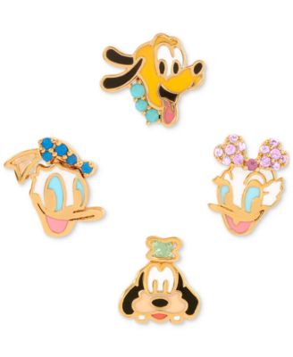Girls Crew - 18k Gold-Plated 4-Pc. Set Color Crystal Disney Pals Single Stud Earrings