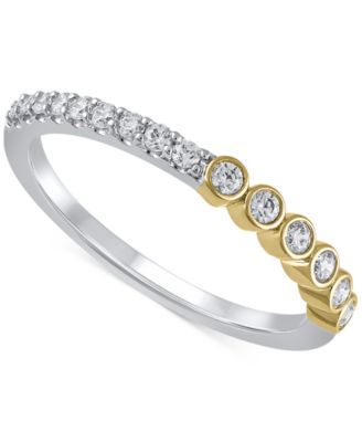Macy's - IGI Certified Diamond Bezel & Prong-Set Band (1/4 ct. t.w.) in 14k Two-Tone Gold