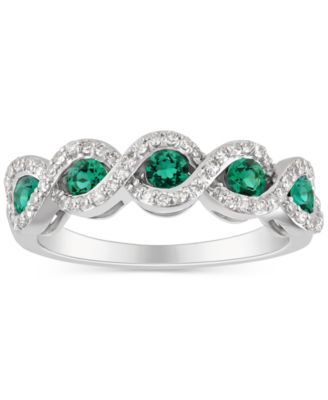 Macy's - Emerald (5/8 ct. t.w.) & Diamond (1/4 ct. t.w.) Infinity Ring in 14k White Gold (Also in Ruby & Sapphire)