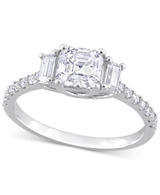 Macy's - Moissanite (1-1/3 ct. t.w.) Three Stone Ring in Sterling Silver