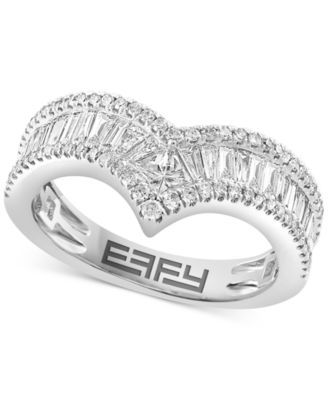 EFFY Collection - Diamond Mixed Cut Chevron Ring (3/4 ct. t.w.) in 14k White Gold