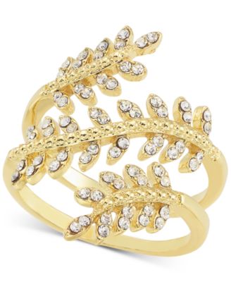 Charter Club - Gold-Tone Pav&eacute; Leaf Statement Ring