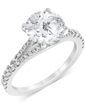 Badgley Mischka - Certified Lab Grown Diamond Solitaire Plus Engagement Ring (3 ct. t.w.) in 14k White Gold