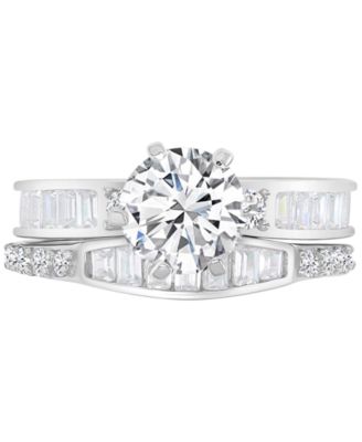 Macy's - Cubic Zirconia Round & Baguette Bridal Set in Sterling Silver