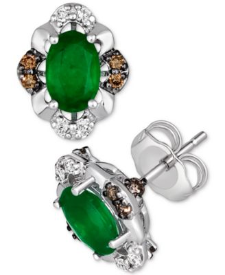 Le Vian - New Emerald (5/8 ct. t.w.) & Diamond (1/4 ct. t.w.) Oval Stud Earrings in 14k White Gold