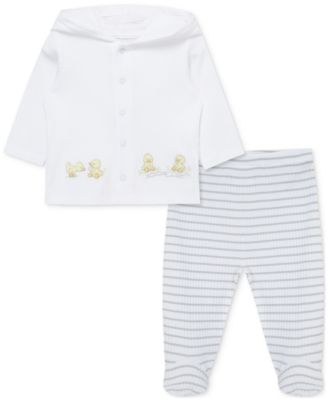 Little Me - Baby Ducks Cotton Cardigan & Footed Pants, 2 Piece Set