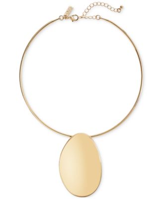 I.N.C. International Concepts - Gold-Tone Sculptural Disc Structured Pendant Necklace, 16" + 3" extender