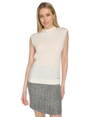 Calvin Klein - Petite Crewneck Cap-Sleeve Sweater Top