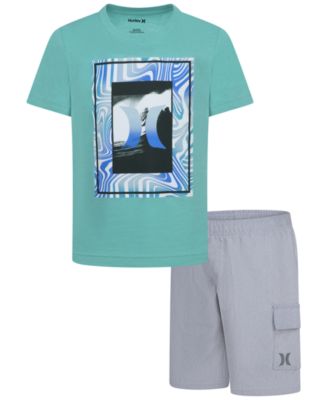 Hurley - Toddler Boys Vortex Check Graphic T-Shirt & Shorts, 2 Piece Set