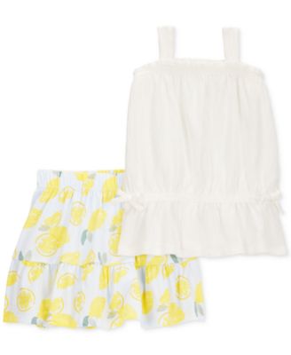 Carter's - Toddler Girls Toddler Girl Tank Top & Lemon-Print Skort Set, 2 Piece Set