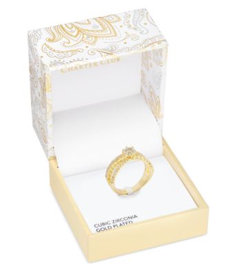 Charter Club - Gold-Tone Cubic Zirconia Triple-Row Band Ring