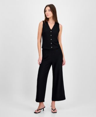 Bar III - Women's Textured Knit Pull-On Cropped Pants