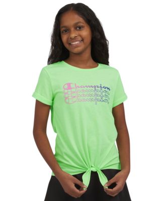 Champion - Big Girls Tie-Front Logo T-Shirt