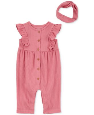 Carter's - Baby Girls Jumpsuit & Headwrap, 2 Piece Set