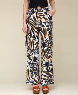 Avec Les Filles - Women's Printed Linen-Blend Cargo Pants