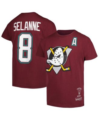 Mitchell & Ness - Big Boys and Girls Teemu Selanne Garnet Anaheim Ducks Name Number T-Shirt