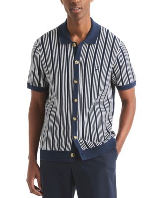 Nautica - Men's Classic-Fit Stripe Sweater-Knit Polo Shirt
