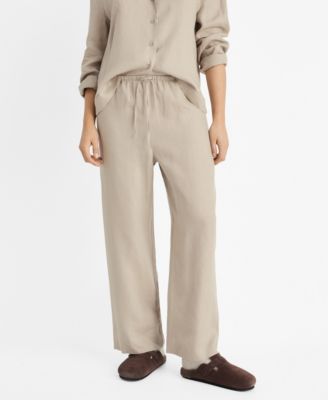 MANGO - Women's Linen-Blend Trousers